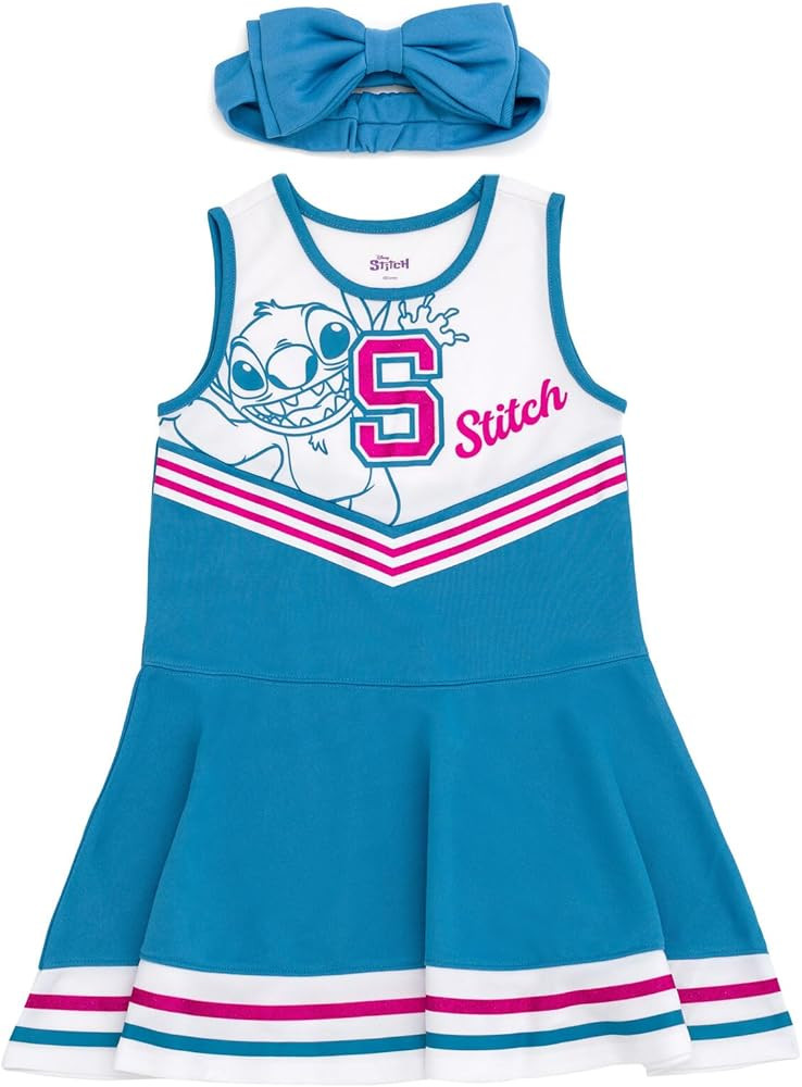 Disney Junior Girls Cheerleader Dress and Bow Outfit Set Toddler to Big Kid Sizes (2T - 14-16) | Amazon (US)
