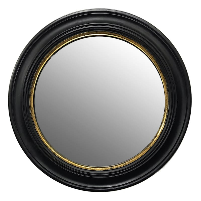 30In Blk Gold Round Wall Mirror | At Home