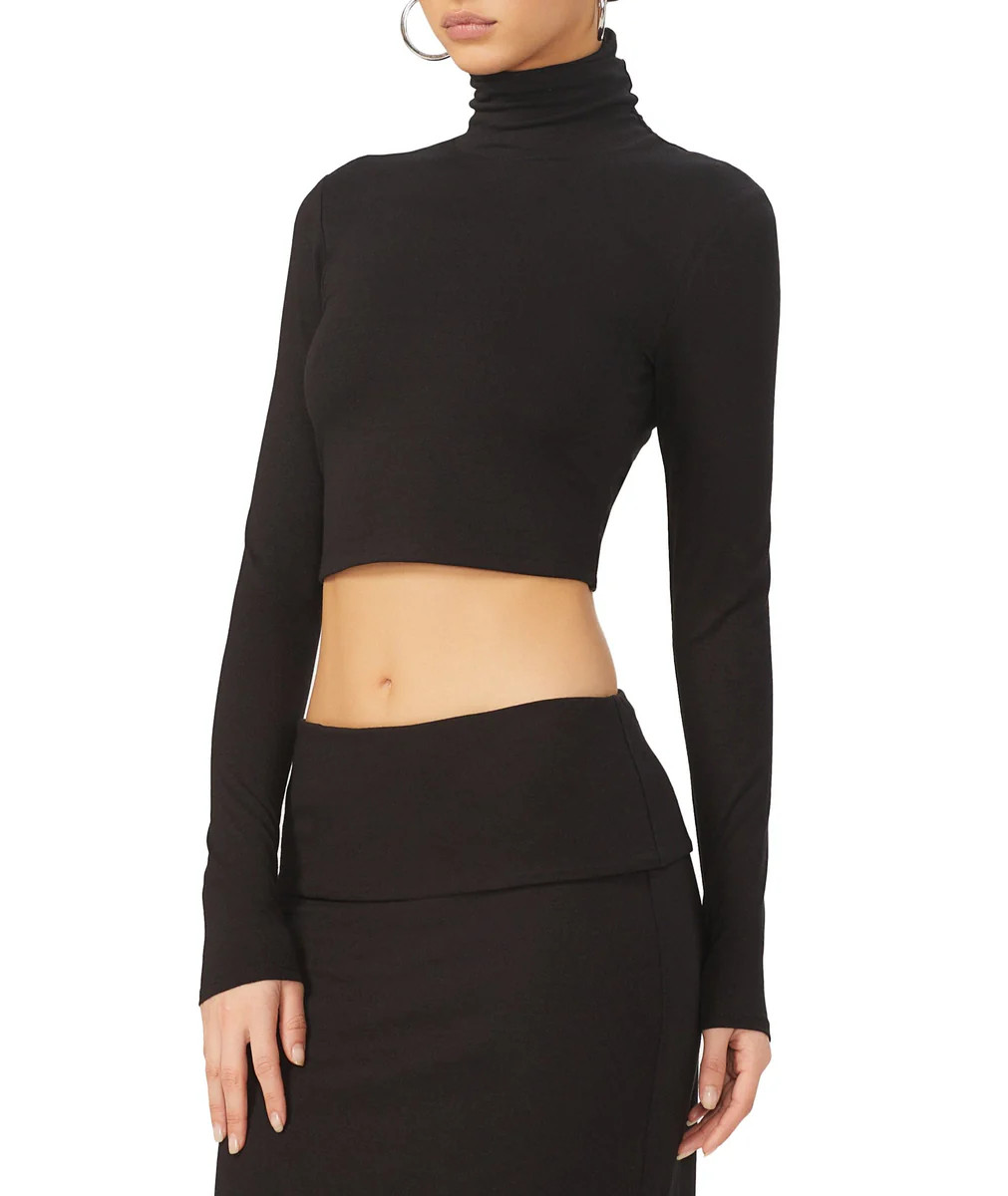 Micaela Crop Turtleneck - Noir | ShopAFRM