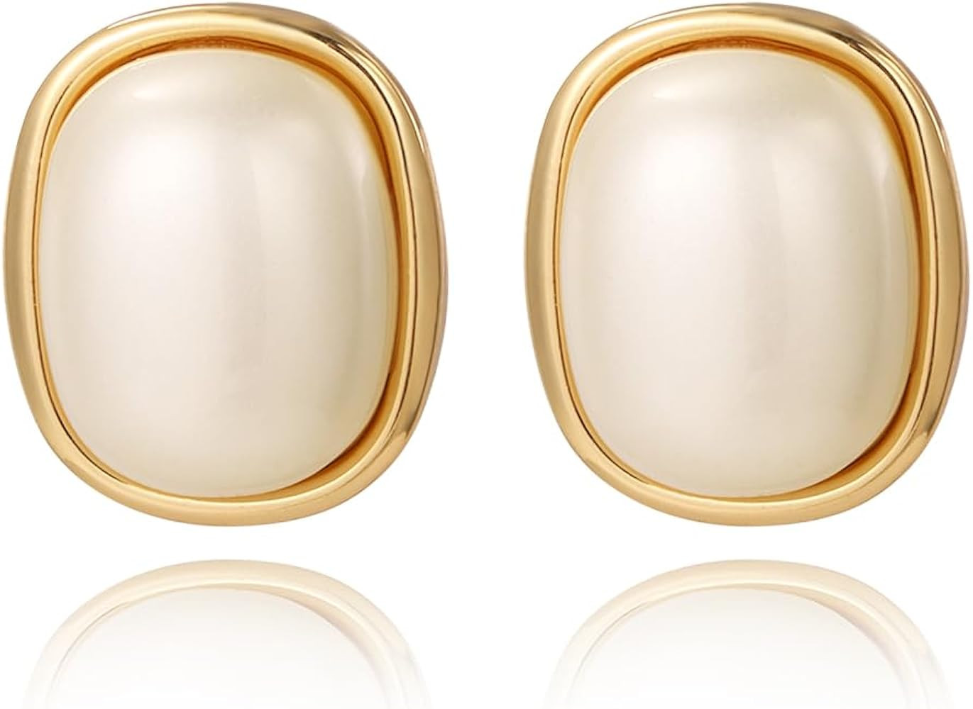 Gold/Silver Pearl Stud Earrings for Women Trendy, Geometric Hypoallergenic Statement Earrings Chu... | Amazon (US)