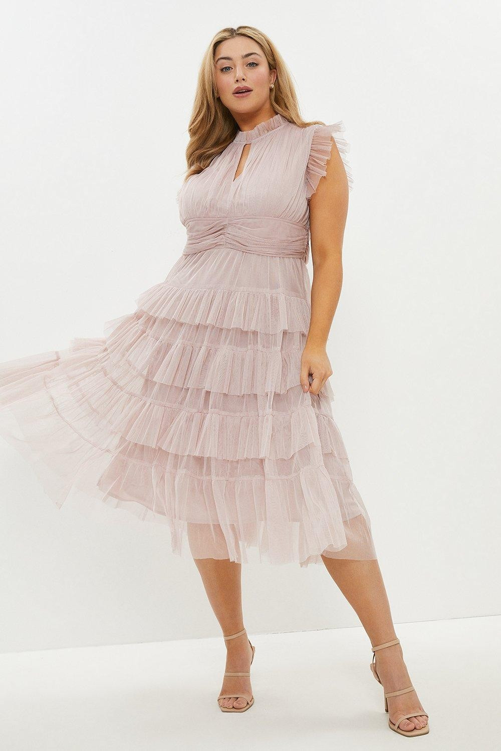 Plus Size Tulle Tiered Frill Sleeve Dress | Coast (UK)