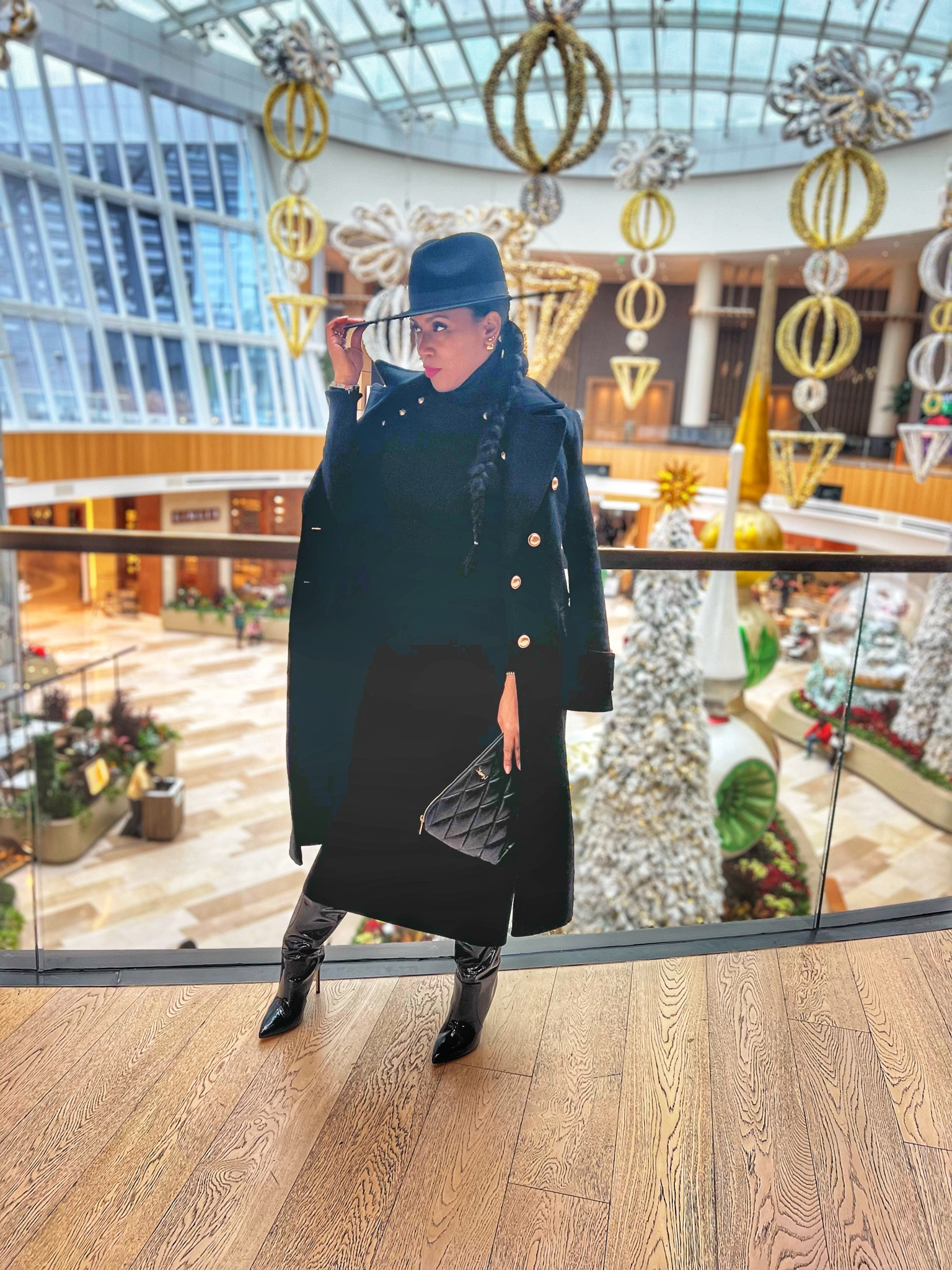 Holiday in chic black… you can never go wrong in this amazing look from Express. Pairing with Paris Texas boots , Lack of Color hat, and YSL clutch seals the deal. #whattowearhereandthere #highlowstylewithflair #holiday2022

#LTKSeasonal #LTKHoliday #LTKshoecrush