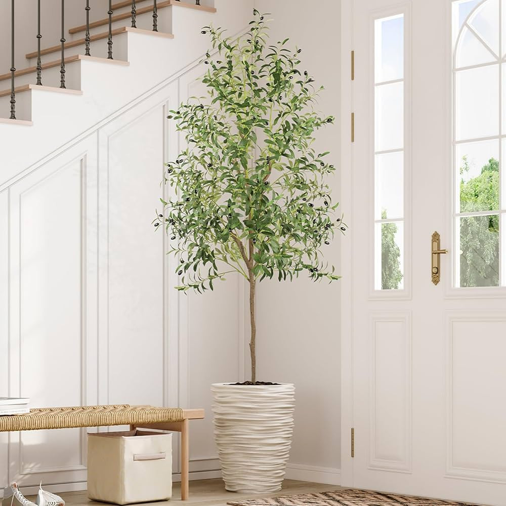 YOLEO Artificial Olive Tree 7FT Tall Faux Silk Plant for Home Office Indoor Decor Fake Olive Tree... | Amazon (US)