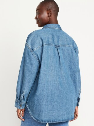 Oversized Boyfriend Button-Down Jean Shirt | Old Navy (US)