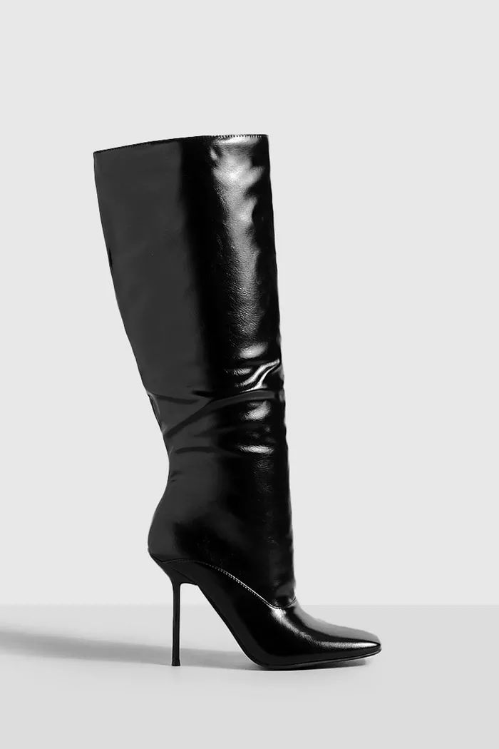 Square Toe Stilleto Knee High Boots | Boohoo.com (UK & IE)