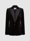 Reiss Black Opal Fitted Velvet Single Breasted Suit Blazer | Reiss US