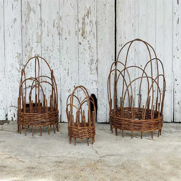 Woven Willow Decorative Cloche Trellis Set of 3 | Antique Farm House
