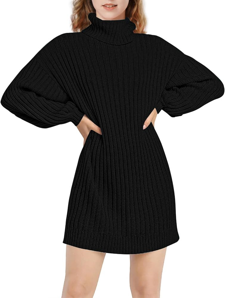 Mebius Girls Sweater Dress Turtleneck Lantern Long Sleeve Loose Fall Winter Christmas Casual Knit... | Amazon (US)