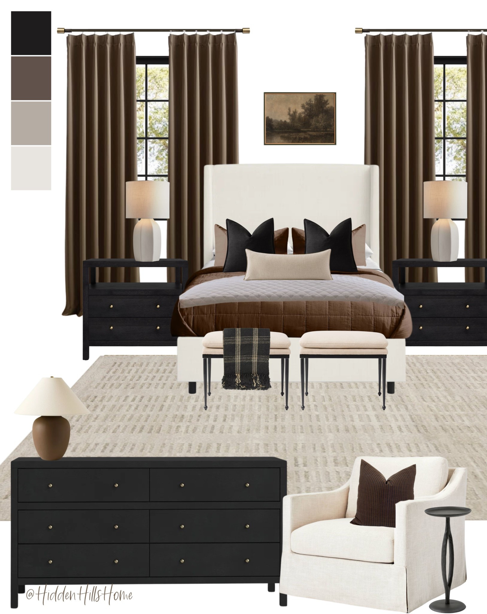 Moody bedroom decor mood board, master bedroom design, home decor ideas, bedroom inspiration with dark and moody tones, bedding, nightstands #bedroom

#LTKHome #LTKSaleAlert #LTKStyleTip