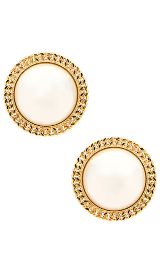 Rowen Rose Oversized Pearl Earrings in Metallic Gold. | Revolve Clothing (Global)