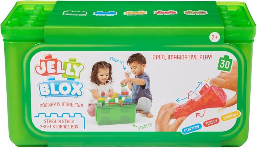 Jelly Blox Stash 'N Stack 2-in-1 Storage Case | Toddler & Preschool Building Blocks Kids Can Sque... | Amazon (US)