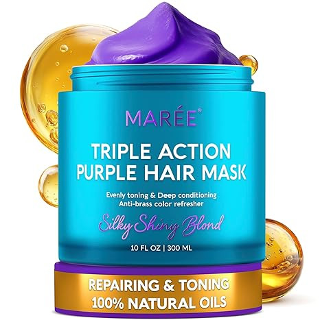 MAREE Deep Conditioning Purple Hair Mask for Blonde Hair – Purple Toner for Brassy, Bleached, S... | Amazon (US)