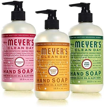 MRS. MEYER'S CLEAN DAY Holiday Hand Soap Bundle (Peppermint, Iowa Pine, and Orange Clove) 12.5 Ou... | Amazon (US)