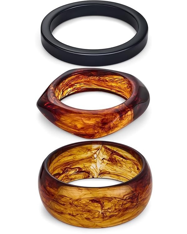 LILIE&WHITE 3 PCS Acrylic Resin Bracelet For Women Trendy Chunky Bangle Bracelets Fashion Colorfu... | Amazon (US)