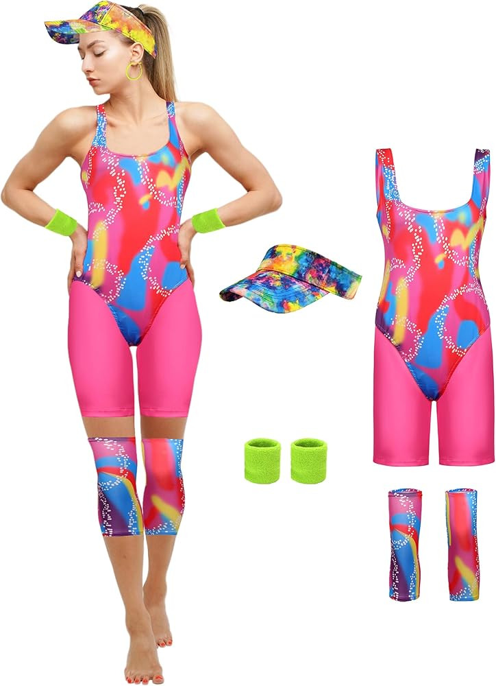ZFQI Adult Costume Outfits for Women 80s 90s Disco Workout Clothes Leotard Halloween Costume Cosp... | Amazon (US)