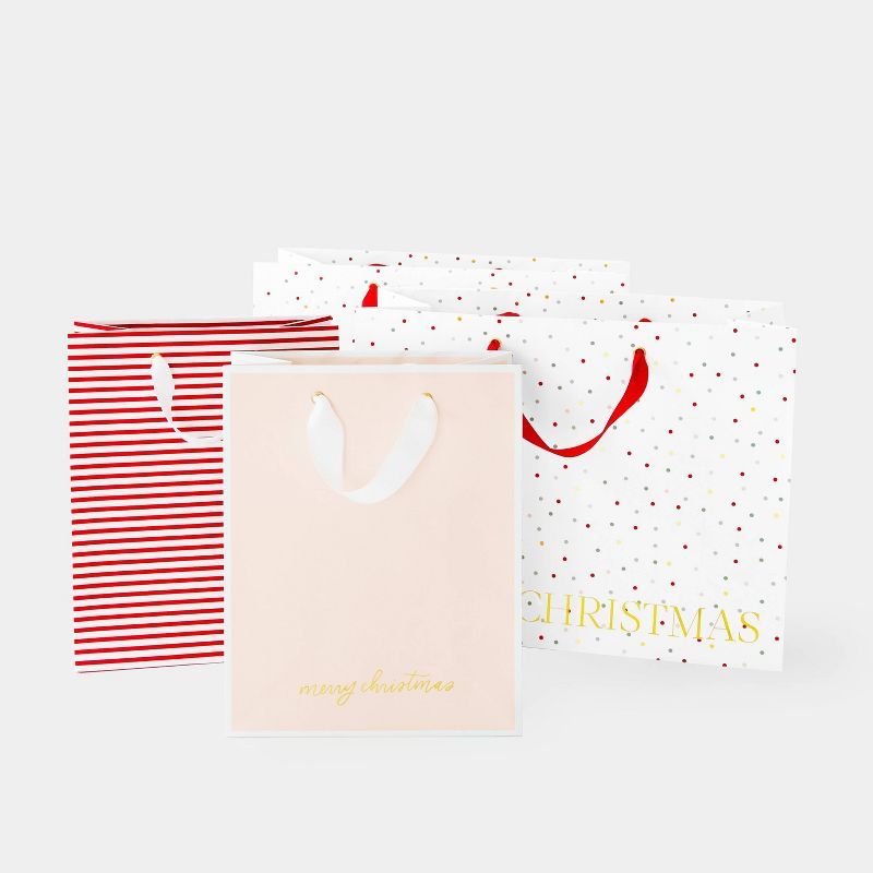 4 Bag Set Colorful Multicolor Dot/Red Stripe/Solid Pink (2 Cub, 2 Large Vogue) - Sugar Paper™ +... | Target