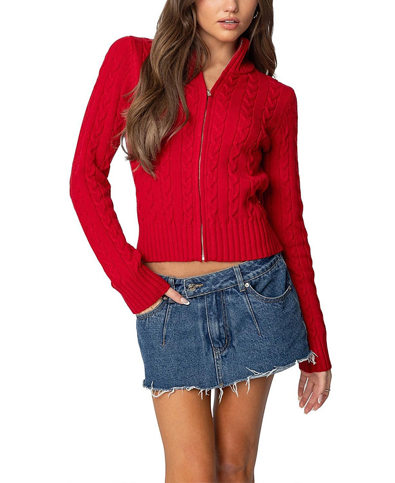 Edikted Ryn Zip Up Cable Knit Cardigan | Bloomingdale's (US)