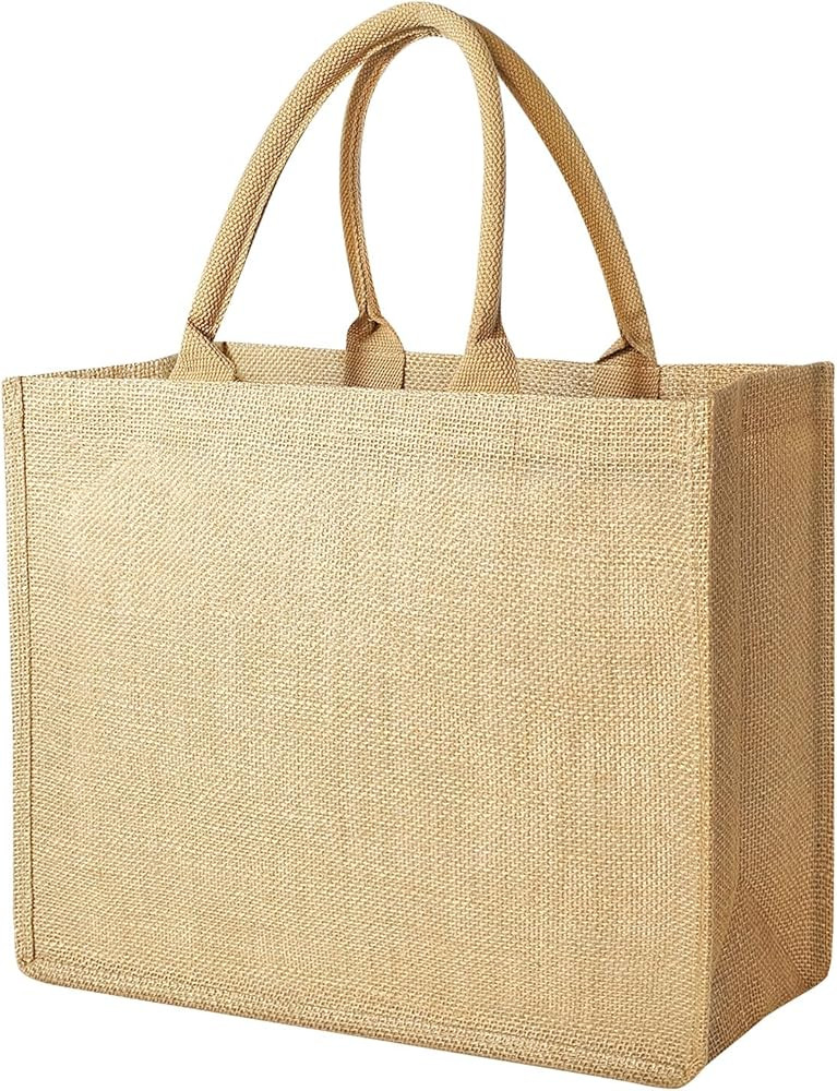 Jute Tote Bags, Burlap Bags with Laminated Interior and Soft Handles | Amazon (US)