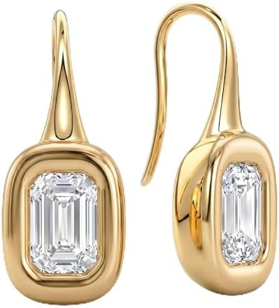 14K Gold & Silver Plated Trendy Bezel Set Cubic Zirconia Drop Earrings Minimalist Teardrop Hook E... | Amazon (US)