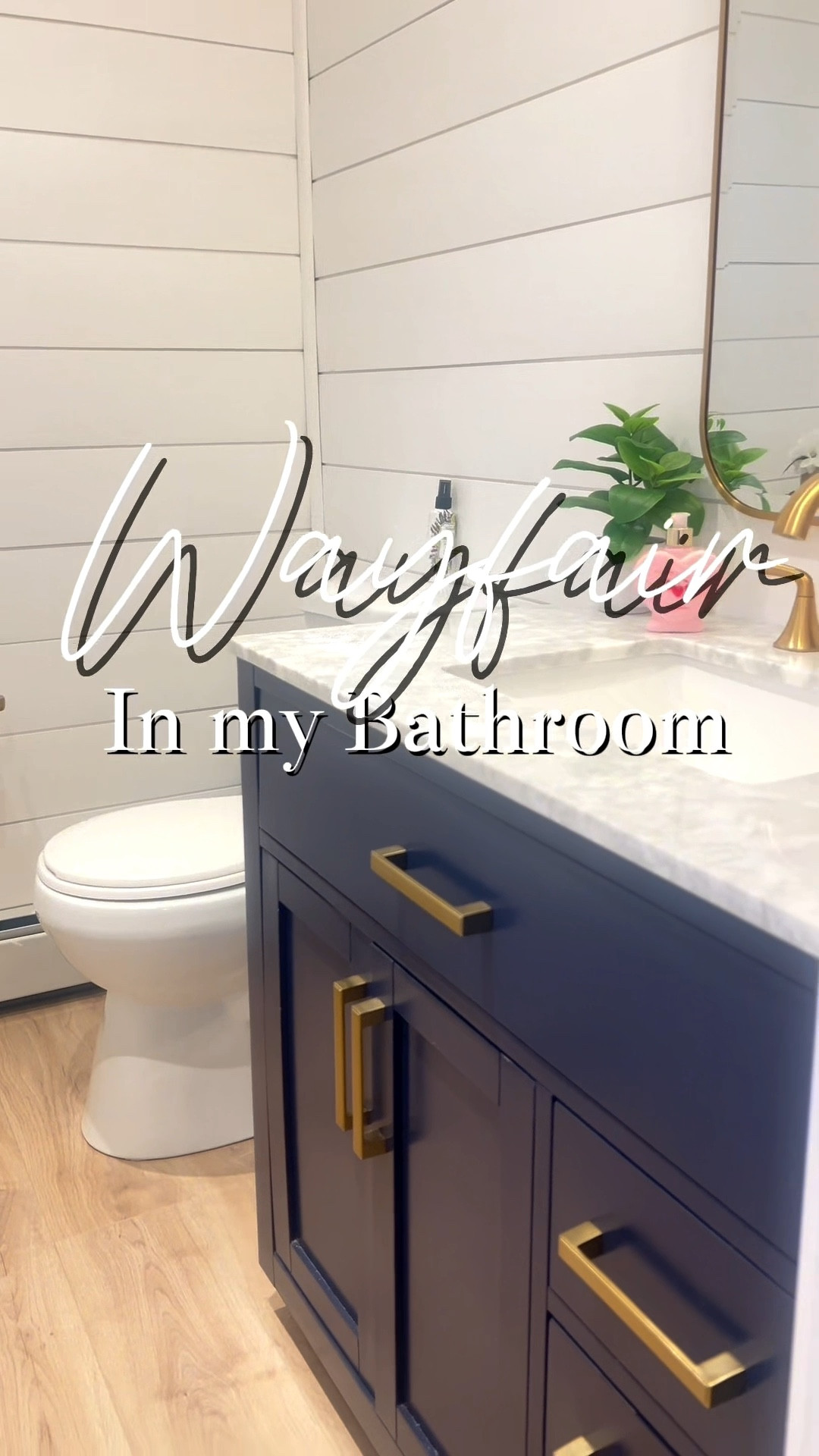 Where blue tones meet golden details 🤍 A bathroom designed to feel serene, polished, and quietly luxurious @Wayfair 

#LTKHome #LTKvlog #LTKstorytime