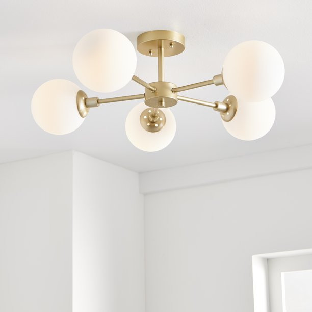 Better Homes & Gardens 5 Light Globe Ceiling Light Brass, Includes 5 T6 LED Light Bulbs,1PK | Walmart (US)