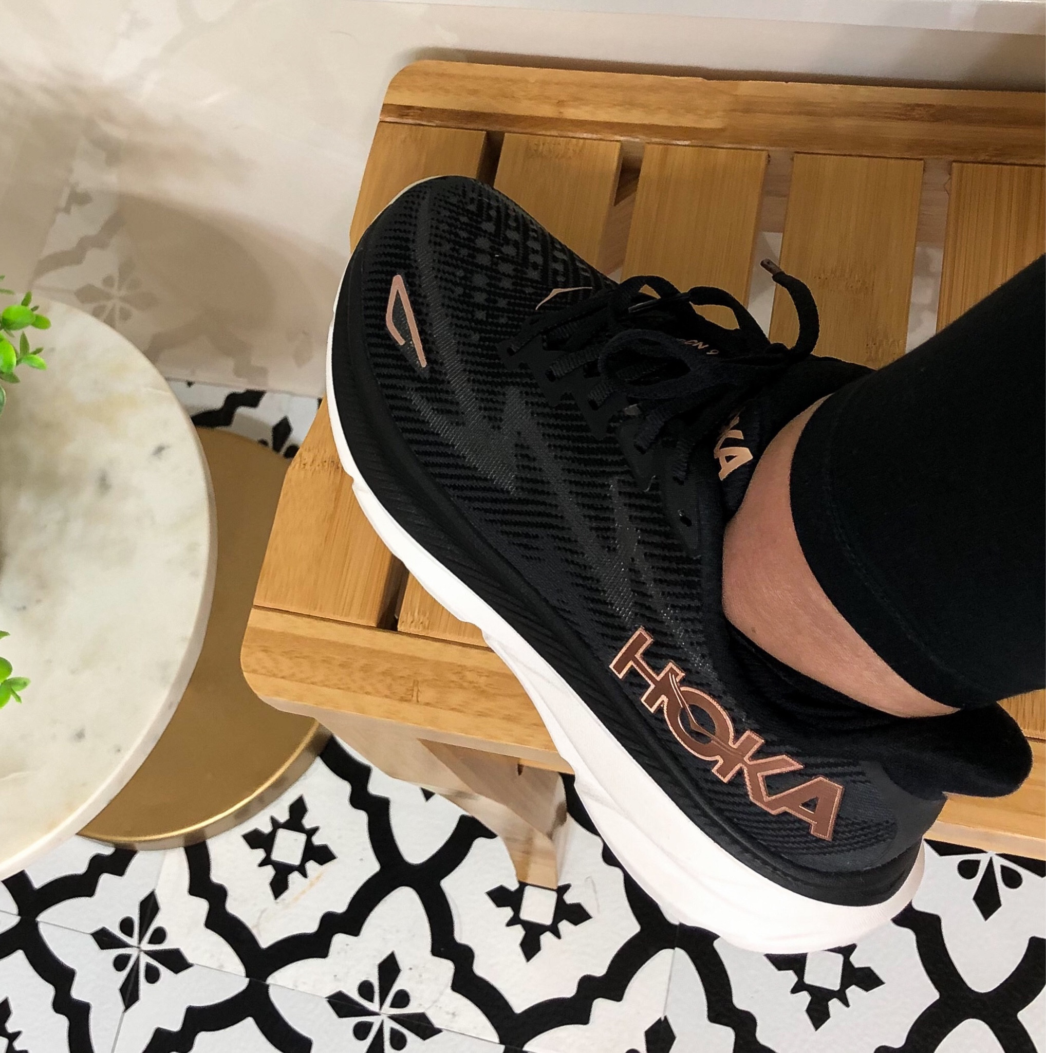 The most comfortable sneakers I’ve ever owned! Hoka Clifton 9 in black and rose gold. I’m wearing a size 7.5 and I usually wear a size 8.

#LTKshoecrush #LTKworkwear #LTKFitness
