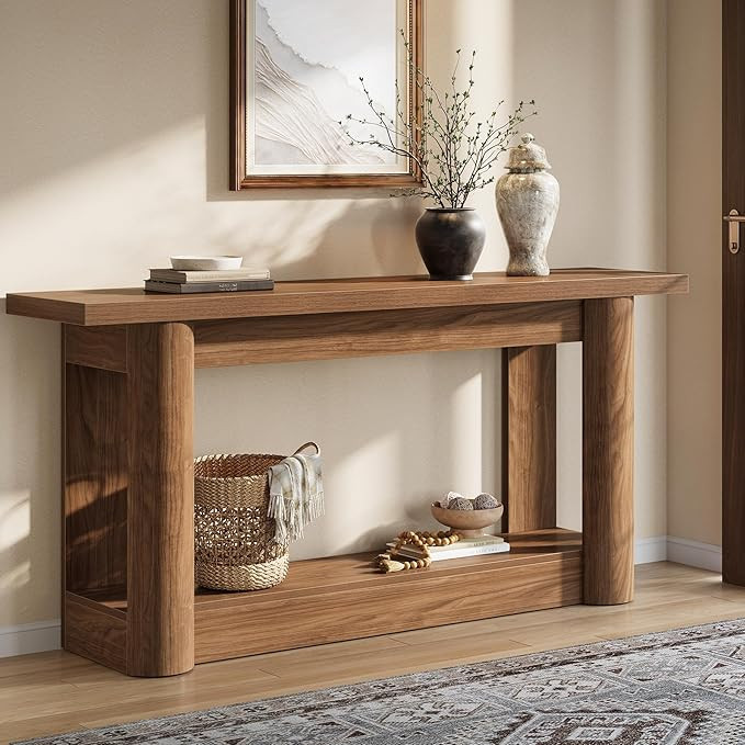 Tribesigns 63-Inch Farmhouse Console Table, Narrow Long Sofa Table Behind The Couch, 2-Tier Stora... | Amazon (US)