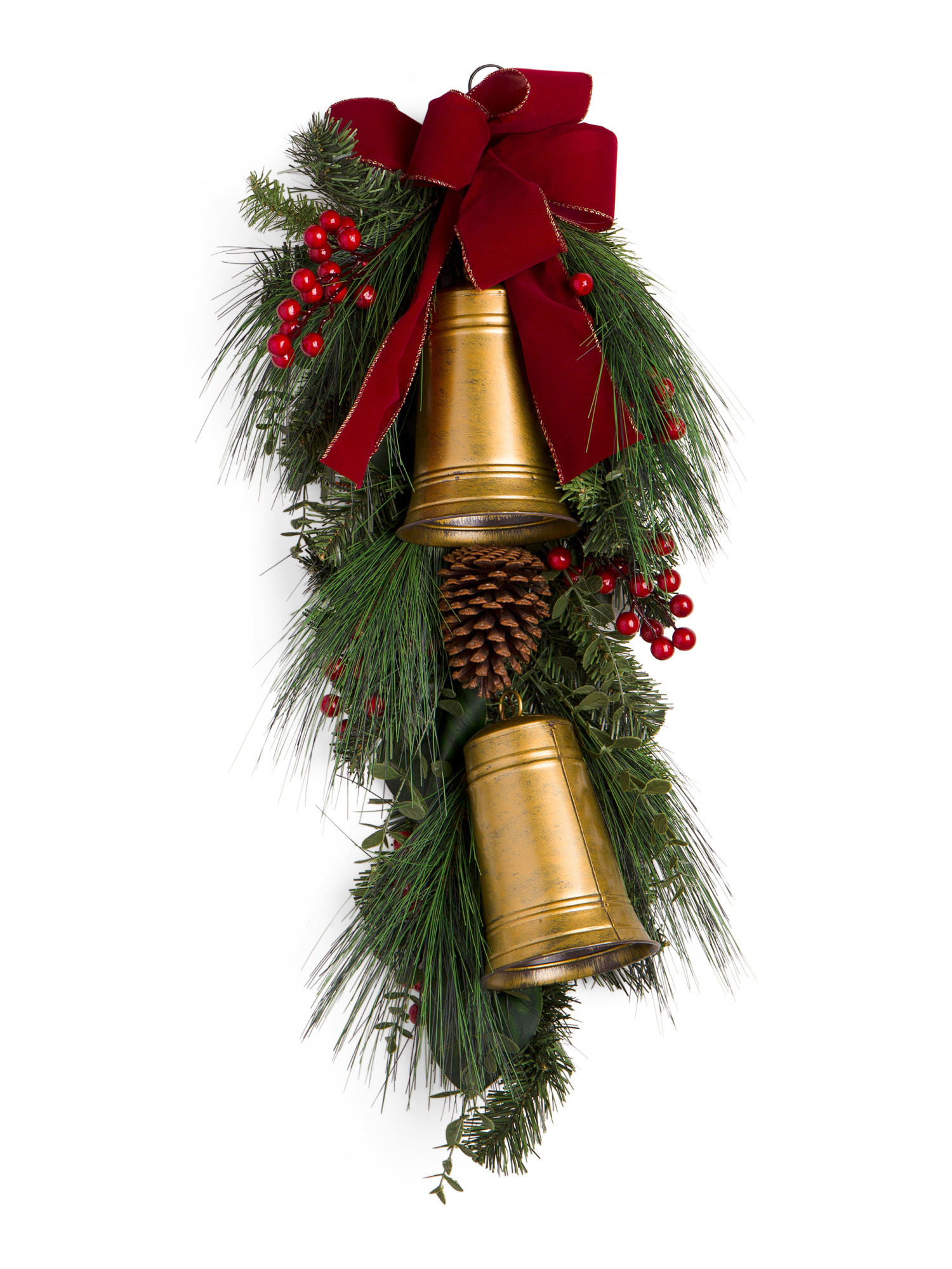 36in Teardrop Garland With Bells And Velvet Bow | Plants & Planters | Marshalls | Marshalls