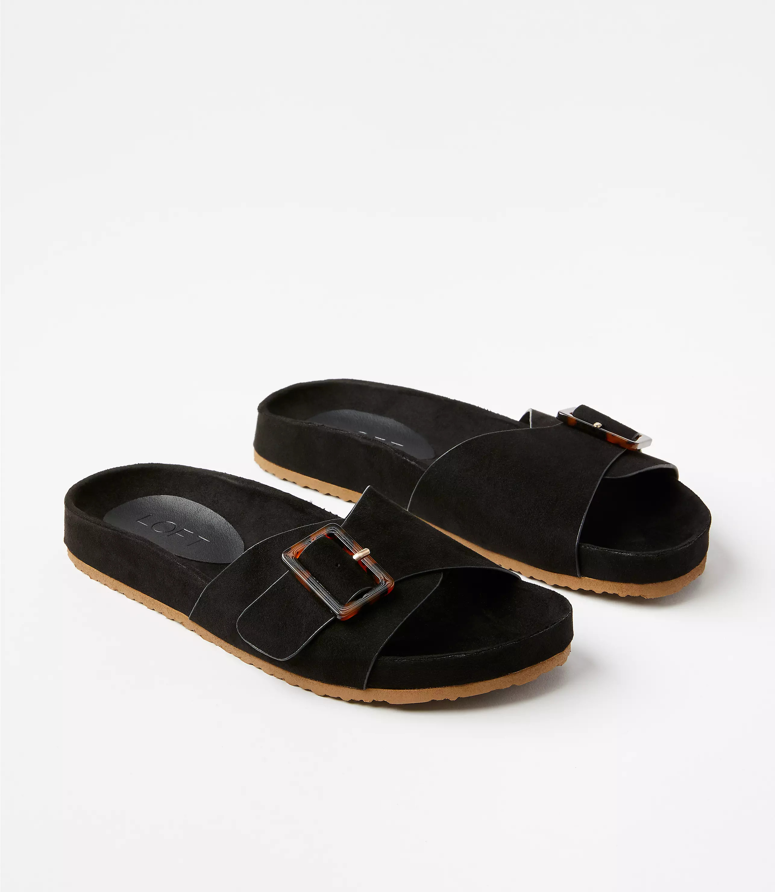 Tortoiseshell Print Buckle Molded Sandals | LOFT
