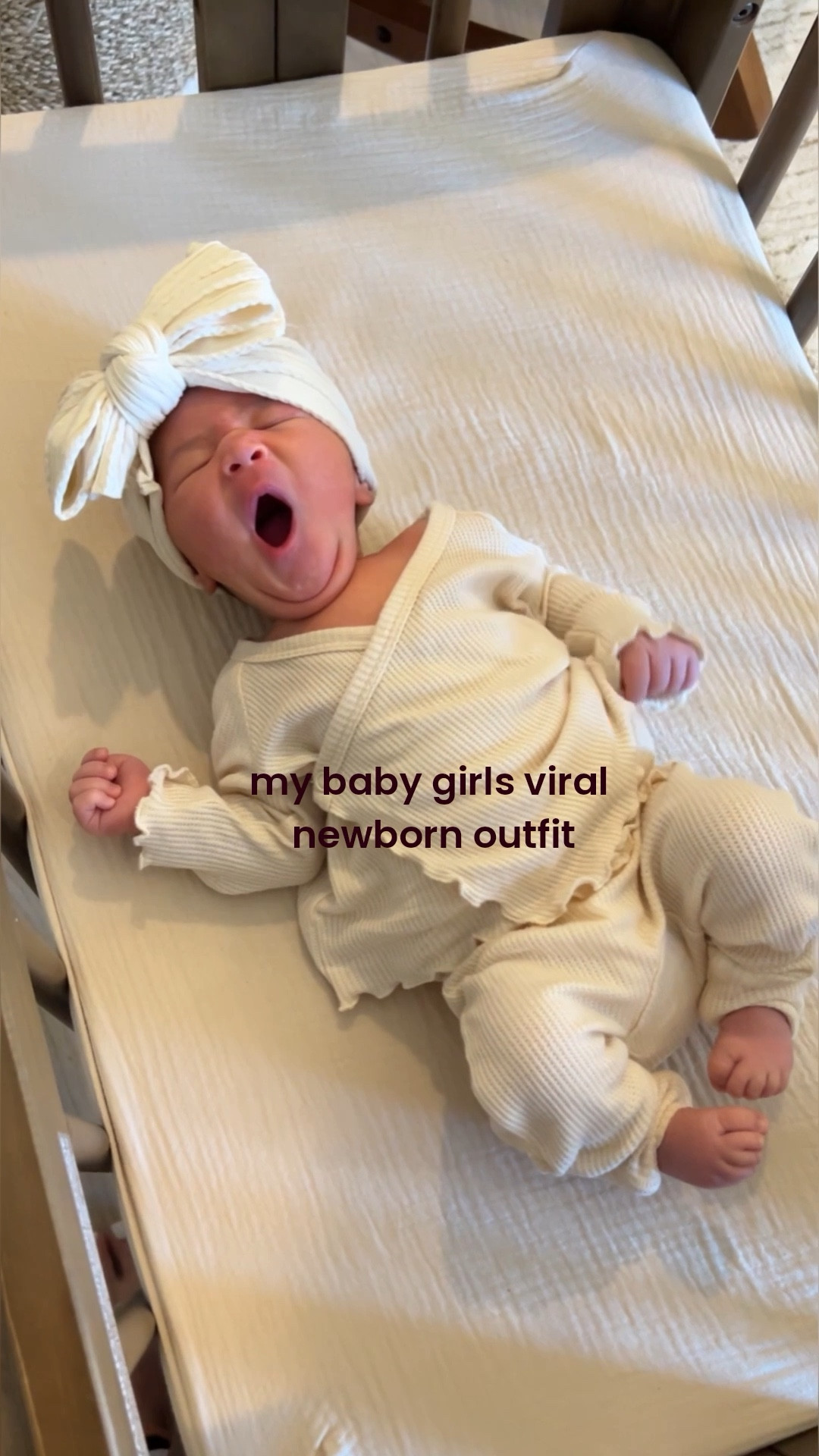 my little chunk 🫶🏼 wearing the cutest two-piece newborn set with the matching soft cable knit bow 🎀 
Color ALMOND. Size NEWBORN Currently on sale for Cyberweek CODE EARLY20

Also linked her amazing convertible crib that starts from bassinet and goes up to age 5. 

Linked lots of newborn favorites of ours. 

#ltkmomlife 

Newborn outfit 
Going home from hospital outfit 
Baby outfit 
Baby shower gift ideas 
Baby girl headband 
Infant apparel 
Baby bow headband 
Newborn accessories 
Bump 
Maternity 
Newborn essentials 
Baby crib 
Bassinet 
Personalized baby outfits 
Black Friday 
Cyber Monday 
Stroller car seat set Nuna 

#LTKCyberWeek #LTKBump #LTKBaby