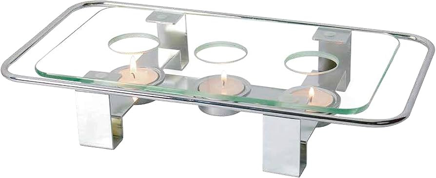 NewlineNY Chrome Plated Glass Dish Warmer, Rectangular Glass-Top 3 Holes Tea Light Votive Candle ... | Amazon (CA)