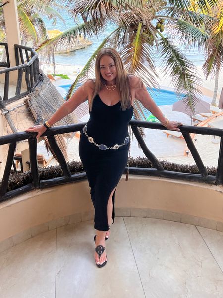 The perfect black maxi for travel… ribbed with a slit.. added my favorite belt and TB  sandals and I am ready for my favorite meal ceviche 🍤🍤🍤

#LTKstyletip #LTKFestival #LTKtravel
