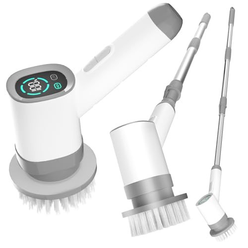 Electric Spin Scrubber,Cordless Cleaning Brush,Shower Scrubber with 7 Replaceable Brush Heads,Bathroom Scrubber with Long Handle | Amazon (US)