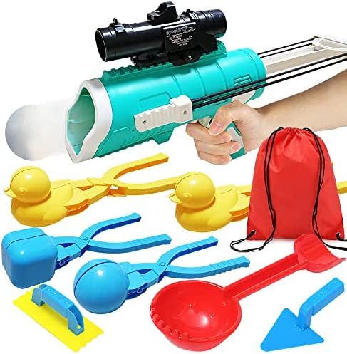JJRAP Snowball Maker Toy Kit with Snowball Blaster Gun, 9 Pcs Winter Snow Toys with 2 Duck/1 Round/1 | Amazon (US)