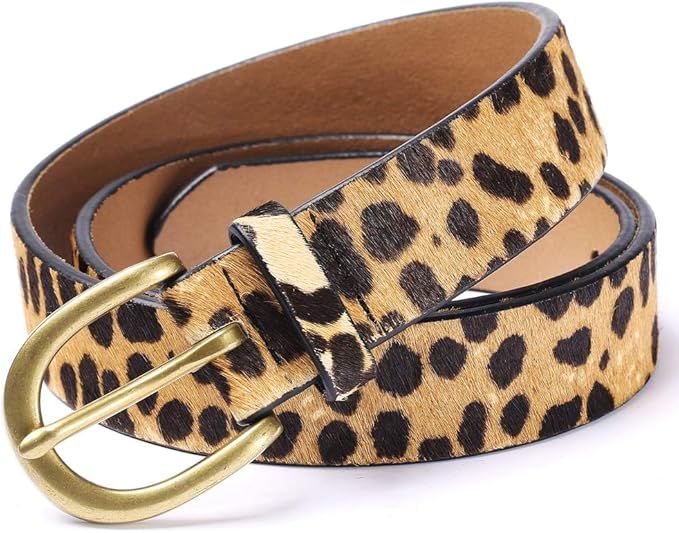 Women's Leopard Print leather Belt Cheetah Waistband with Vintage alloy buckle for jeans/Casual p... | Amazon (US)
