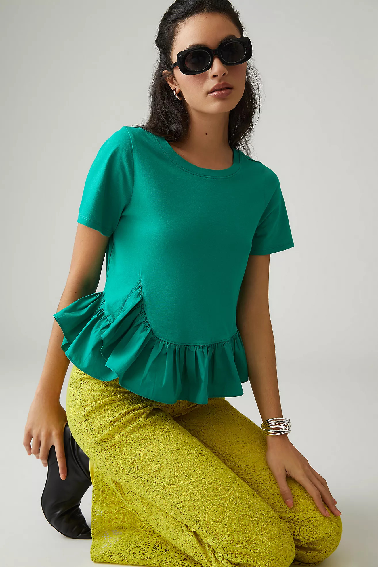 Maeve Ruffle-Hem Top | Anthropologie (US)