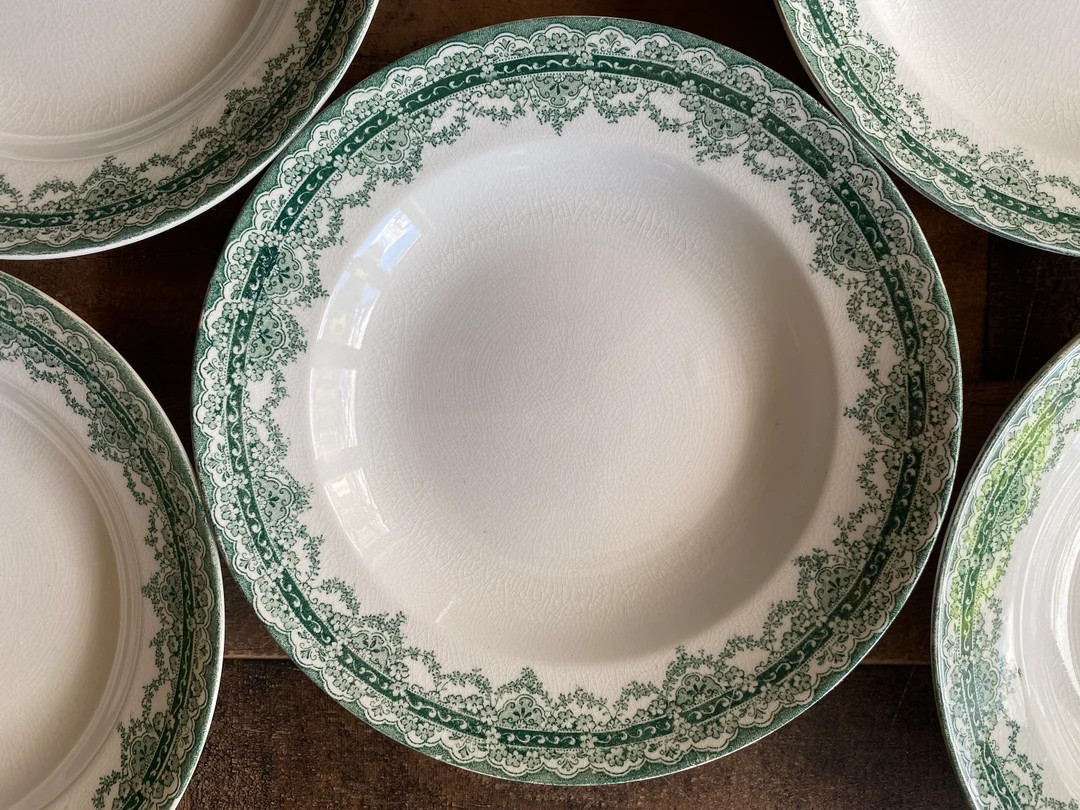 Set of 5 vintage John Maddock & Sons "Victor Green" bowls, Made in England, Green transferware bo... | Etsy (US)