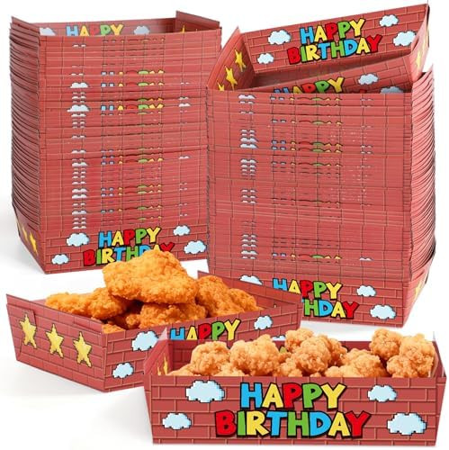 50 Pcs Super Theme Brothers Party Food Boxes Video Games Birthday Party Supplies Game-Themed Pape... | Amazon (US)