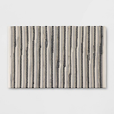 2'6"x4' Handloom Striped Woven Accent Rug Black/Gray - Room Essentials™: Entryway Rug, Indoor Use, Rug Pad Recommended | Target