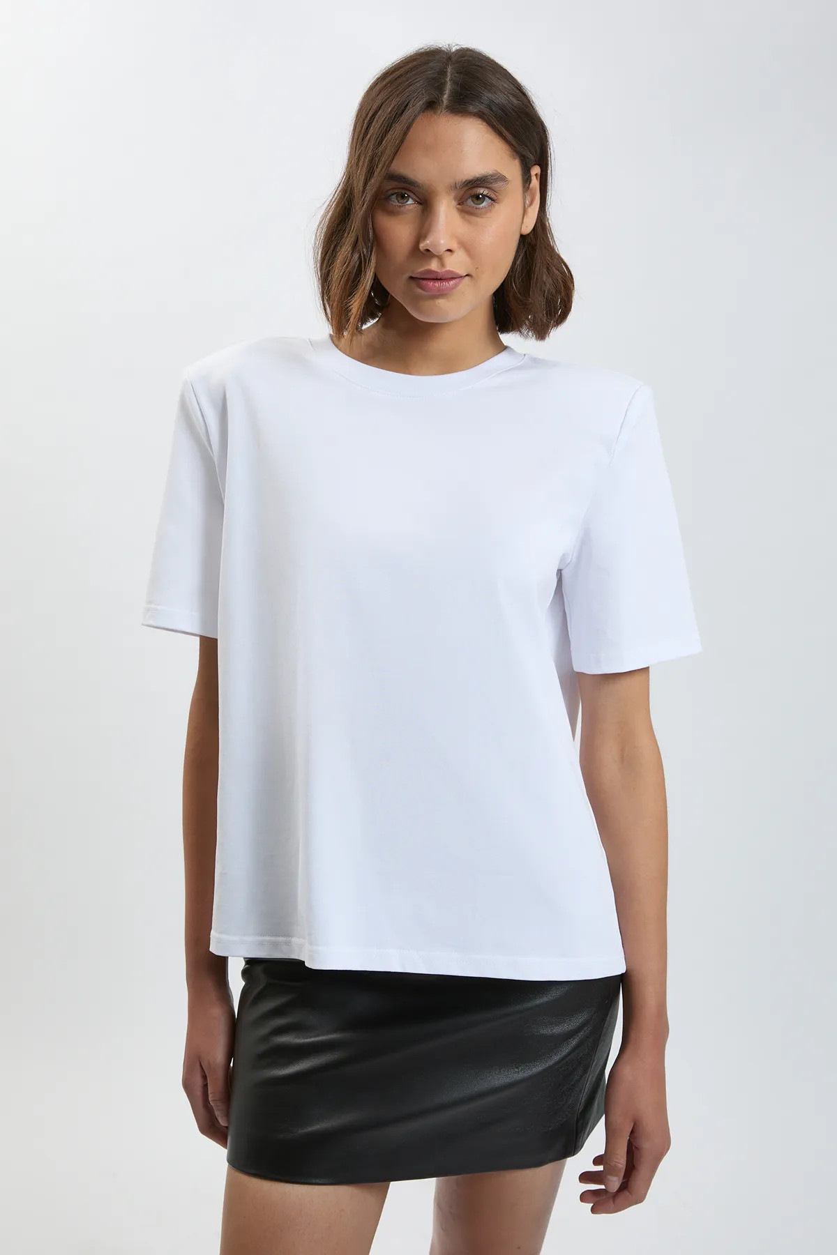 White Power Shoulder Jersey T-Shirt | Karen Millen | Karen Millen