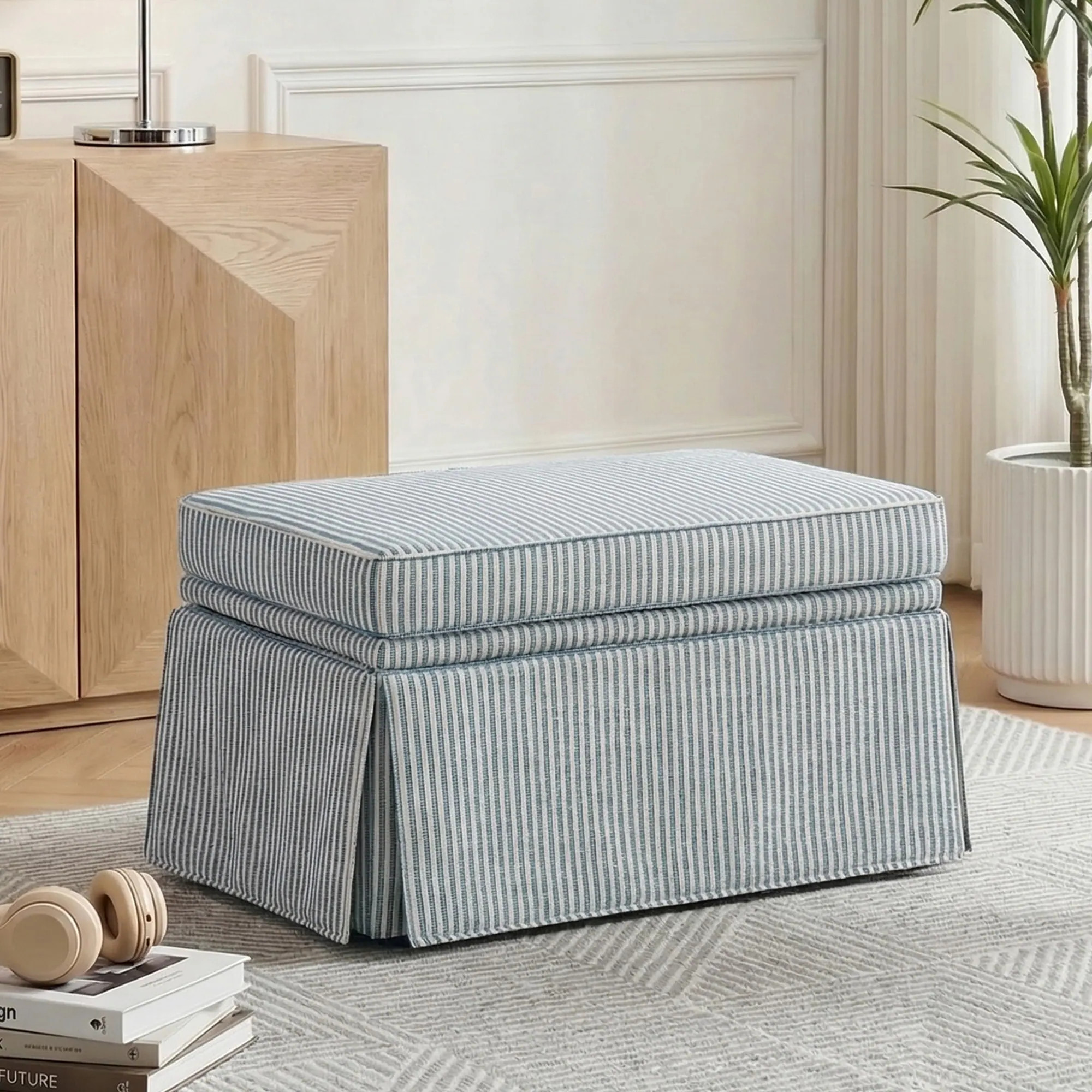 Rectangle Chenille Upholstered Storage Ottoman - Overstock - 44005974 | Overstock