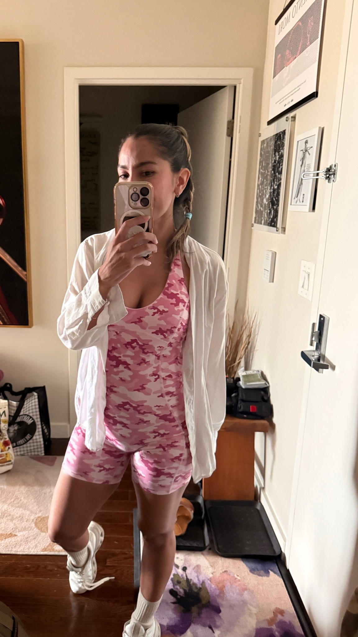 Cute and comfy bodysuit perfect for a summer workout, size XS open back, I like to wear an oversize shirt on top for my long walks! Love my socks, extremely comfy and my sneakers are getting a lot of attention lately!

#LTKootd #LTKfitnessgoals #LTKActive