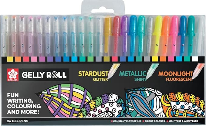 SAKURA Gelly Roll Set of 24 Gel Pens, Stardust - Metallic - Moonlight | Amazon (US)