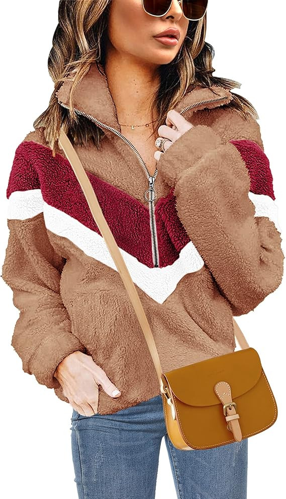 Womens Faux Fur Coats Casual Loose Sherpa Pullover Fleece Sweatshirt Jackets Outwear (S-XXL) | Amazon (US)