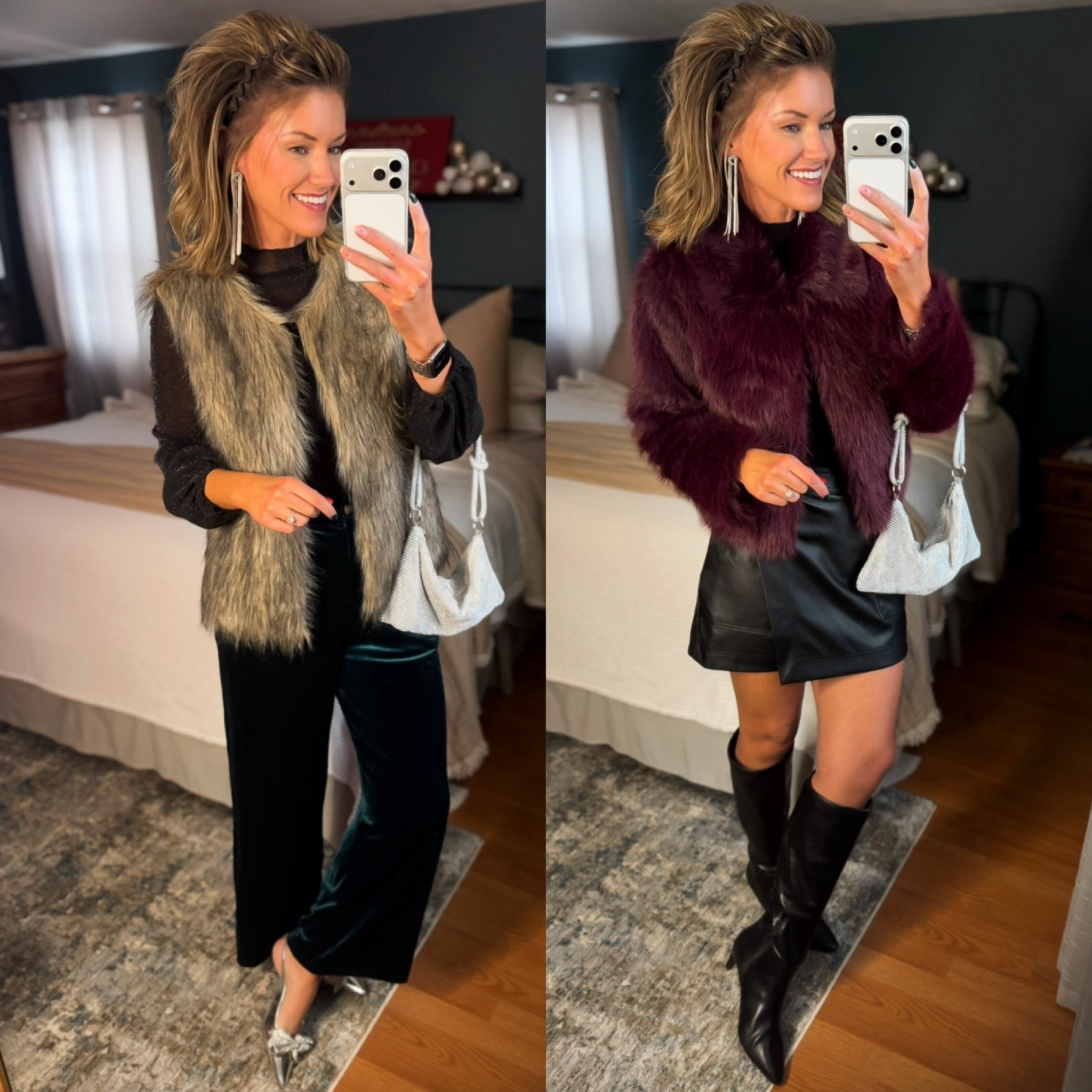 Holiday party/ NYE outfit ideas. 
Vest/ medium
Mesh top/medium
Pants/ medium
Jacket/ medium
Skort/medium (would prefer small)

#LTKSeasonal #LTKHoliday