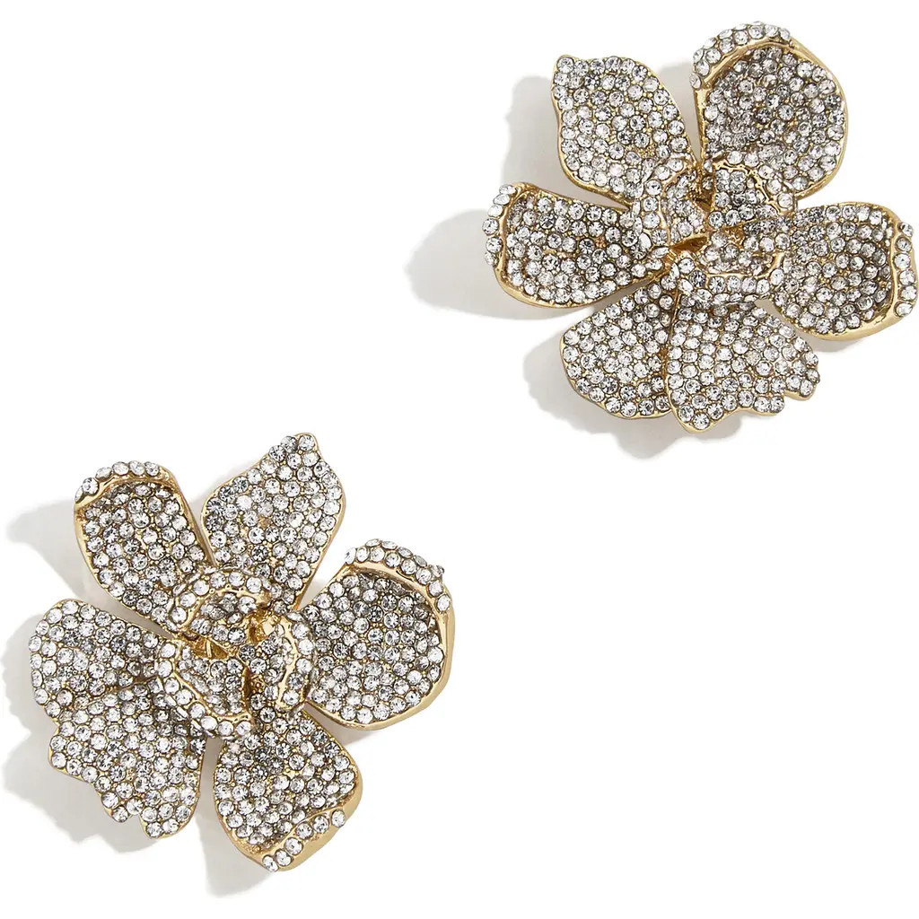 BaubleBar Pavé Crystal Flower Stud Earrings in Clear at Nordstrom | Nordstrom