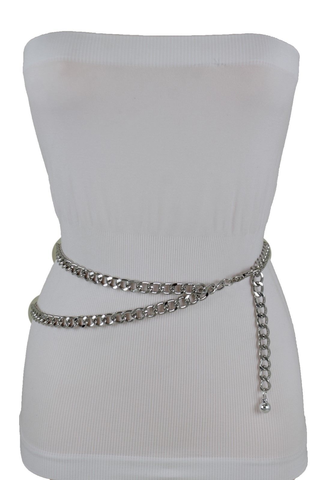 New Silver Women Belt Thick Metal Chunky Chain Link Side Wave Detail XS-Medium - Walmart.com | Walmart (US)