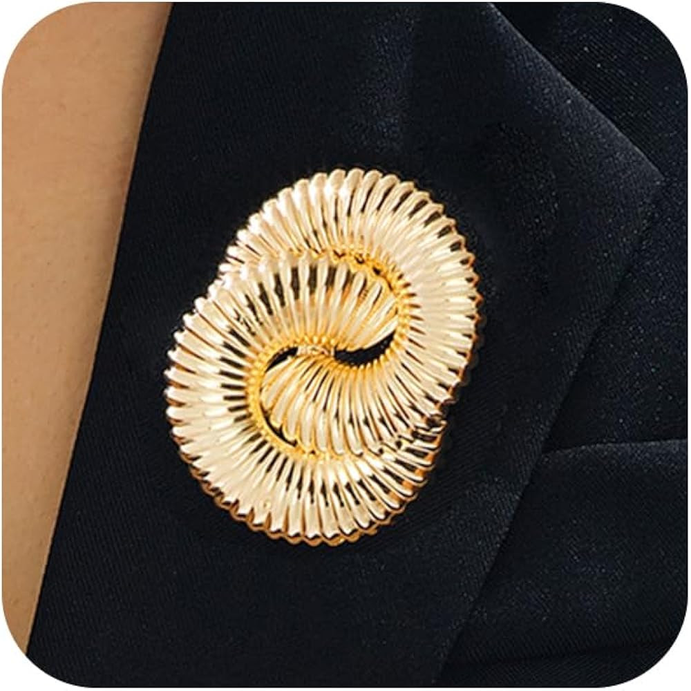Chunky Gold Brooches and Pins for Women Dress Unique Y2K Statement Women's Brooch Pin Vintage Lar... | Amazon (US)