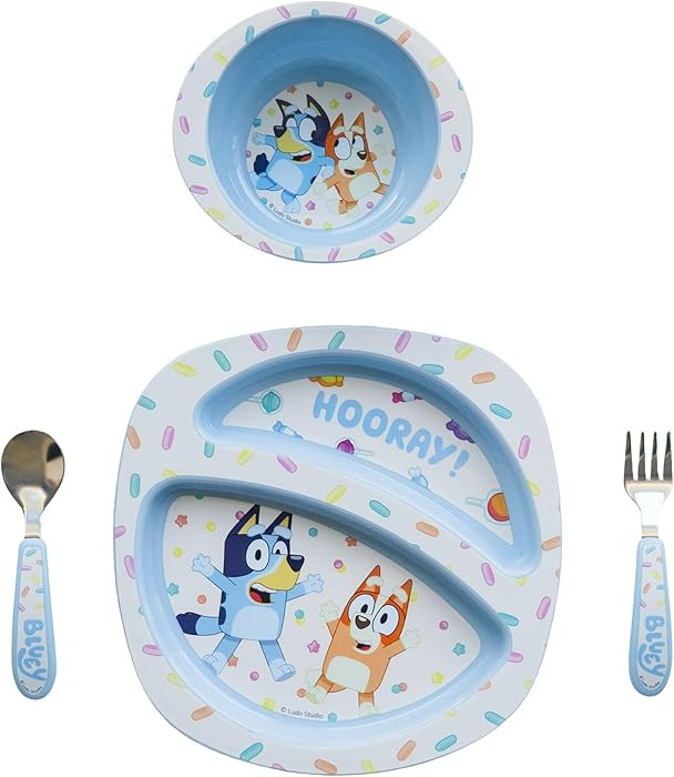 The First Years Bluey 4-Piece Place Setting - BPA Free Dishwasher Safe Toddler Dinnerware Set wit... | Amazon (US)