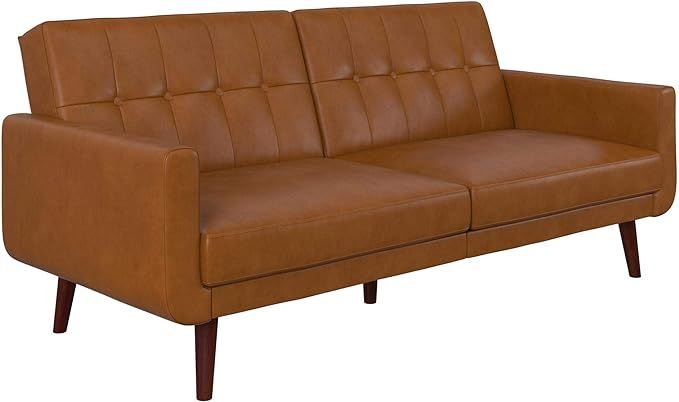 DHP Nia Upholstered Modern, Adjustable Sofa Bed and Couch, Camel Faux Leather Futon | Amazon (US)